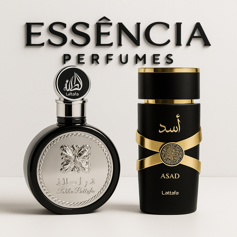 Kit 2 Perfumes Masculinos Importados (100ml cada)  - ASAD LATTAFA + FAKHAR BLACK (COMPRE 1 LEVE 2)