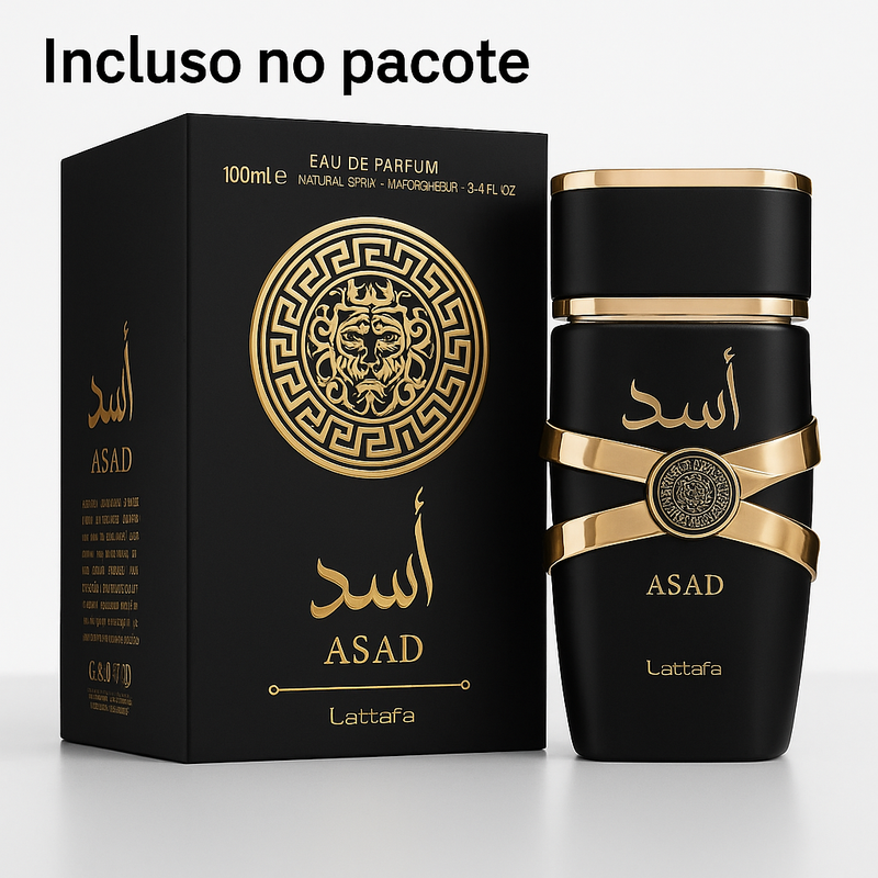 Kit 2 Perfumes Masculinos Importados (100ml cada)  - ASAD LATTAFA + FAKHAR BLACK (COMPRE 1 LEVE 2)